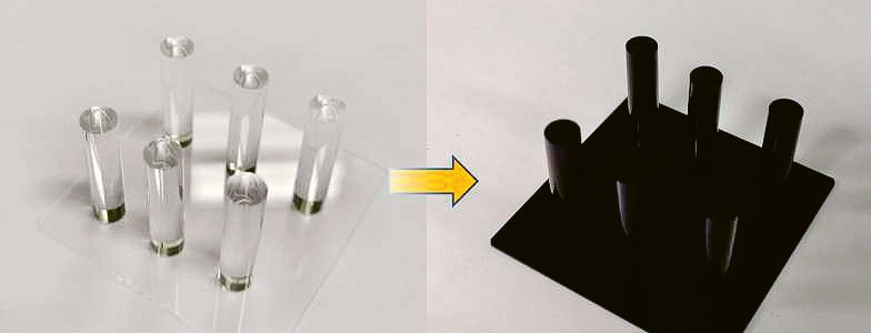 Ultračerný povlak lze aplikovat na zakřivené povrchy z hořčíkové slitiny, kde zachytí téměř veškeré světlo © Jin a kol.