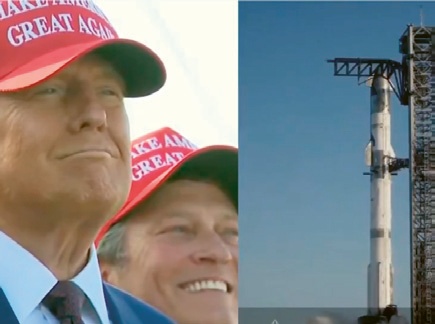 Jak ovlivní výzkum vesmíru a plány NASA Donald Trump? Zde sleduje start Muskovy megarakety Starship © NSF